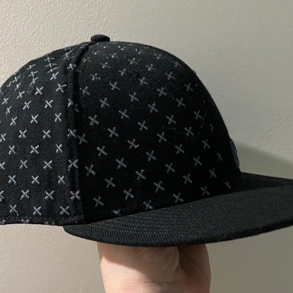 Men Black Wool (30%) Blend Skater Streetwear Embroidery Fitted Baseball Hat  S/M - Picture 3 of 5